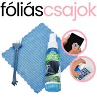 foliascsajok_kijelzo-tisztito-szett_04 oliascsajok, hydrogel folia felhelyezo kártya, kijelzővédő applikátor, kijelzővédő felhelyező szett, hydrogél fólia telepítő készlet, lcd kijelző tisztító folyadék, kijelző tisztító készlet